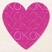 Chic Pink Gold Glam XOXO Kartonnen Onderzetters (Voorkant)