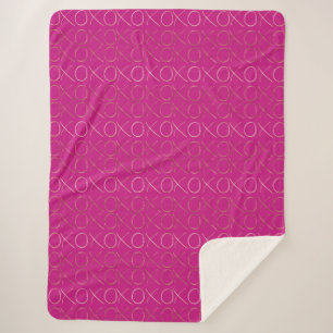 Chic PInk Gold Glam XOXO Sherpa Deken