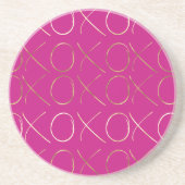Chic Pink Gold Glam XOXO Zandsteen Onderzetter (Voorkant)