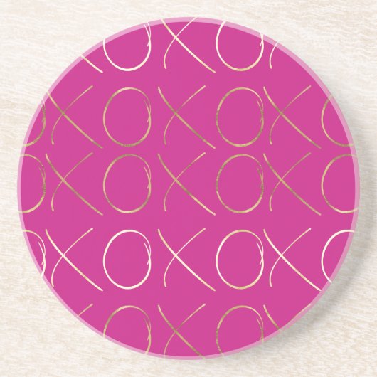 Chic Pink Gold Glam XOXO Zandsteen Onderzetter (Voorkant)