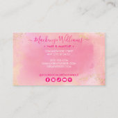 Chic Pink Gold Glitter Marble Monogram Trendy Visitekaartje (Achterkant)