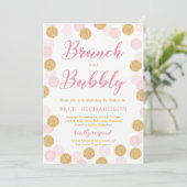 Chic Pink Gold glitter polka dot brunch en bubbly Kaart (Staand voorkant)