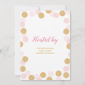 Chic Pink Gold glitter polka dot brunch en bubbly Kaart (Achterkant)