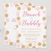 Chic Pink Gold glitter polka dot brunch en bubbly Kaart (Voorkant / Achterkant)