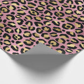 Chic Pink Gold Leopard Pattern Baby shower Gift Cadeaupapier (Hoek)