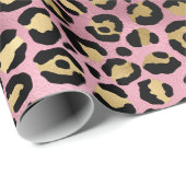 Chic Pink Gold Leopard Pattern Baby shower Gift Cadeaupapier (Rol Hoek)