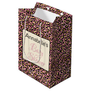 Chic Pink Gold Leopard Pattern Baby shower Gift Medium Cadeauzakje