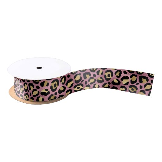 Chic Pink Gold Leopard Pattern Baby shower Gift Satijnen Lint (Spoel)