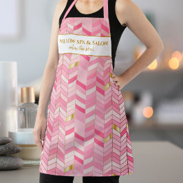 Chic Pink Gold Pattern Aangepaste ruimte, Salon Na Schort