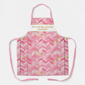 Chic Pink Gold Pattern Aangepaste ruimte, Salon Na Schort (Voorkant)