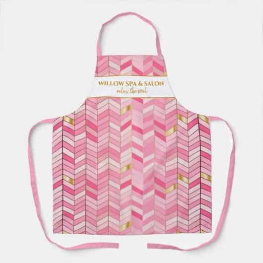 Chic Pink Gold Pattern Aangepaste ruimte, Salon Na Schort (Voorkant)