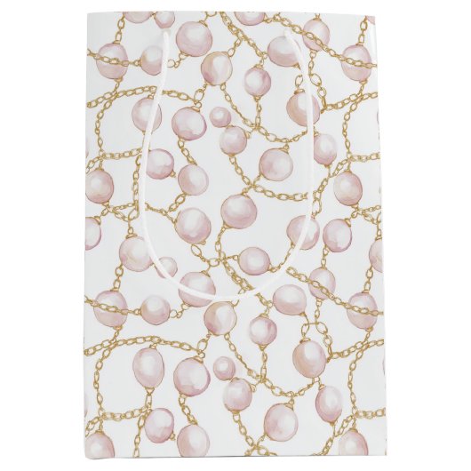 Chic Pink Gold Pearl Bridal Shower Medium Cadeauzakje (Voorkant)