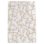 Chic Pink Gold Pearl Bridal Shower Medium Cadeauzakje (Achterkant)