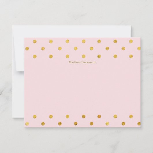 Chic Pink & Gold Polka Dots Aangepast flat Note-ka Notitiekaartje (Voorkant)