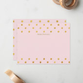 Chic Pink & Gold Polka Dots Aangepast flat Note-ka Notitiekaartje (Voorkant / Achterkant in situ)