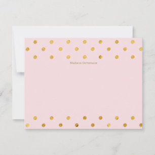 Chic Pink & Gold Polka Dots Aangepast flat Note-ka Notitiekaartje