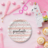 Chic Pink & Gold Striped Graduparty Borden Papieren Bordje (Feest)