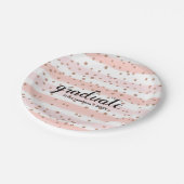 Chic Pink & Gold Striped Graduparty Borden Papieren Bordje (Gekanteld)