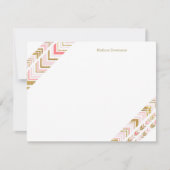 Chic Pink & Gold Tribal Custom Flard Note-kaarten Notitiekaartje (Voorkant)