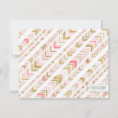 Chic Pink & Gold Tribal Custom Flard Note-kaarten Notitiekaartje (Achterkant)