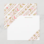Chic Pink & Gold Tribal Custom Flard Note-kaarten Notitiekaartje (Voorkant / Achterkant)
