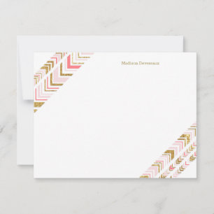 Chic Pink & Gold Tribal Custom Flard Note-kaarten Notitiekaartje