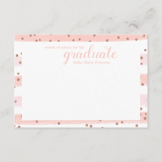 Chic Pink & Gold Words of Advice Afstuderen Kaarte Advieskaart (Voorkant)