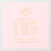 Chic Pink Gold Wreath Bakery Logo | Openingstijden Raamsticker (Vel)