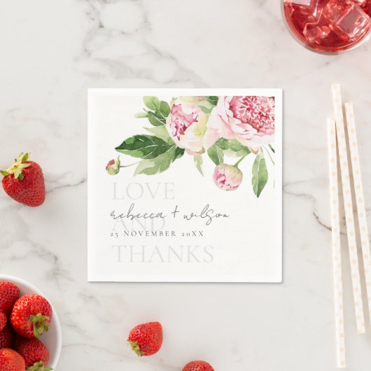 CHIC PINK GREEN PEONY FLORAL LOVE BEDANKT WEDING SERVET (Insitu)