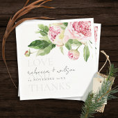 CHIC PINK GREEN PEONY FLORAL LOVE BEDANKT WEDING SERVET