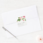 CHIC PINK GREEN PEONY FLORAL LOVE BEDANKT WEDING VIERKANTE STICKER (Envelop)