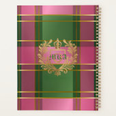 Chic Pink Green Plaid Monogram Personal Planner (Achterkant)