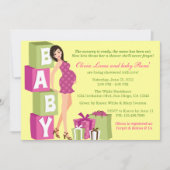 Chic Pink Green Polka Dot Modern Ma Baby shower Kaart (Voorkant)