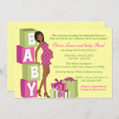 Chic Pink Green Polka Dot Modern Ma Baby shower Kaart (Voorkant / Achterkant)