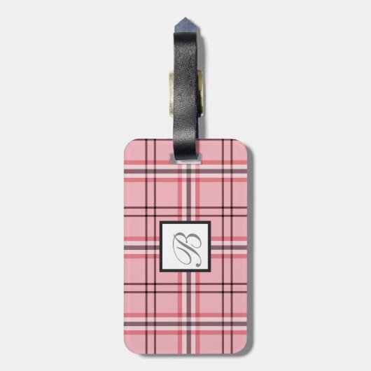 Chic Pink & Grey Plays Mode Patroon Bagagelabel (Achterkant verticaal)