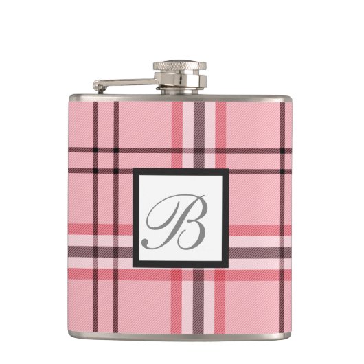 Chic Pink & Grey Plays Mode Patroon Heupfles (Voorkant)