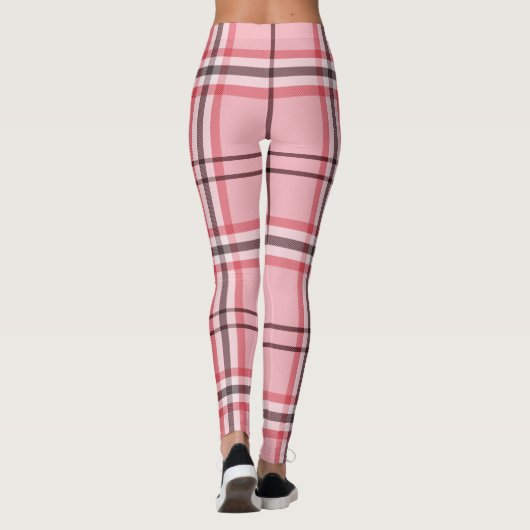 Chic Pink & Grey Plays Mode Patroon Leggings (Achterkant)