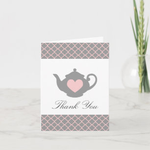 Chic Pink + Grey Teapot Trellis Bedankt
