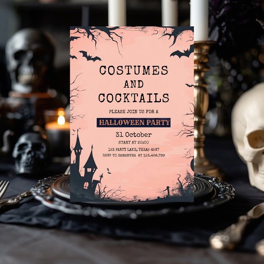 Chic Pink Halloween Party Uitnodiging