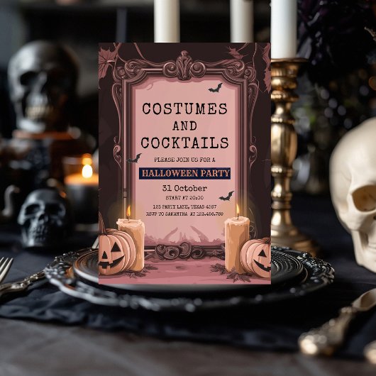 Chic Pink Halloween Party Uitnodiging