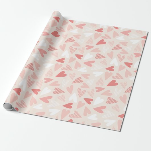 Chic Pink Hearts Valentijnsdag Cadeaupapier (Uitgerold)