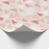Chic Pink Hearts Valentijnsdag Cadeaupapier (Hoek)