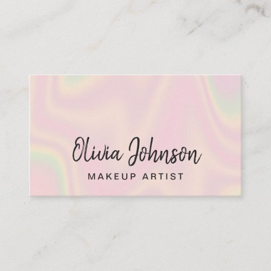 Chic Pink Holographic Makeup Artist Business Card Visitekaartje (Voorkant)