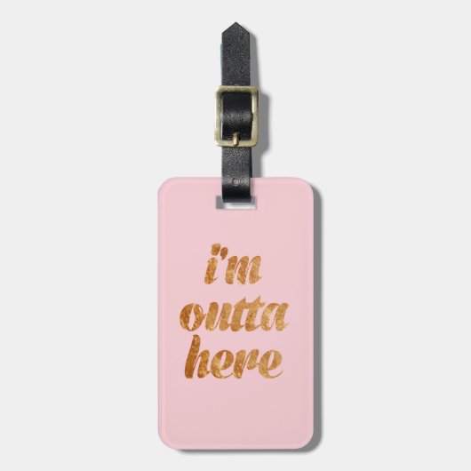 Chic Pink ik ben hier Bagagelabel (Voorkant verticaal)