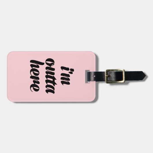 Chic Pink ik ben hier Bagagelabel (Voorkant horizontaal)