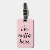 Chic Pink ik ben hier Bagagelabel (Voorkant verticaal)