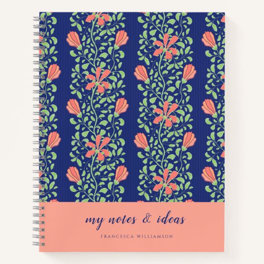 Chic Pink Indigo Floral Flowers Decoratief Notitieboek (Voorkant)