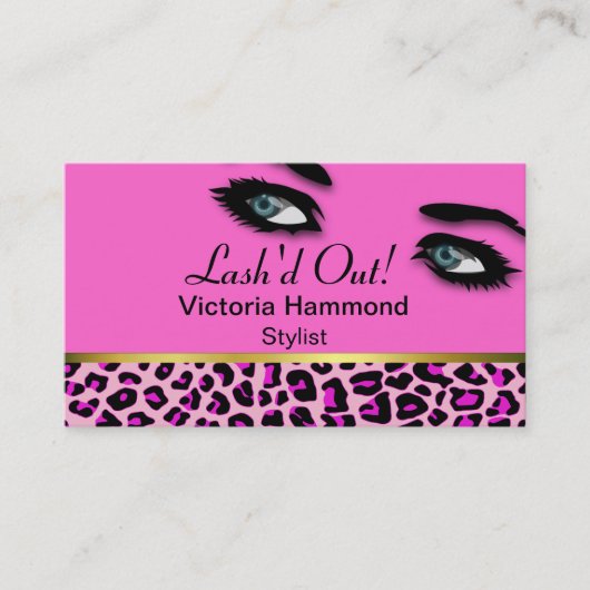 Chic Pink Jaguar en Eyes Visitekaartje (Voorkant)