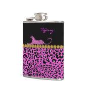 Chic Pink Jaguar Print Custom Flask Heupfles (Links)