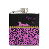 Chic Pink Jaguar Print Custom Flask Heupfles (Voorkant)
